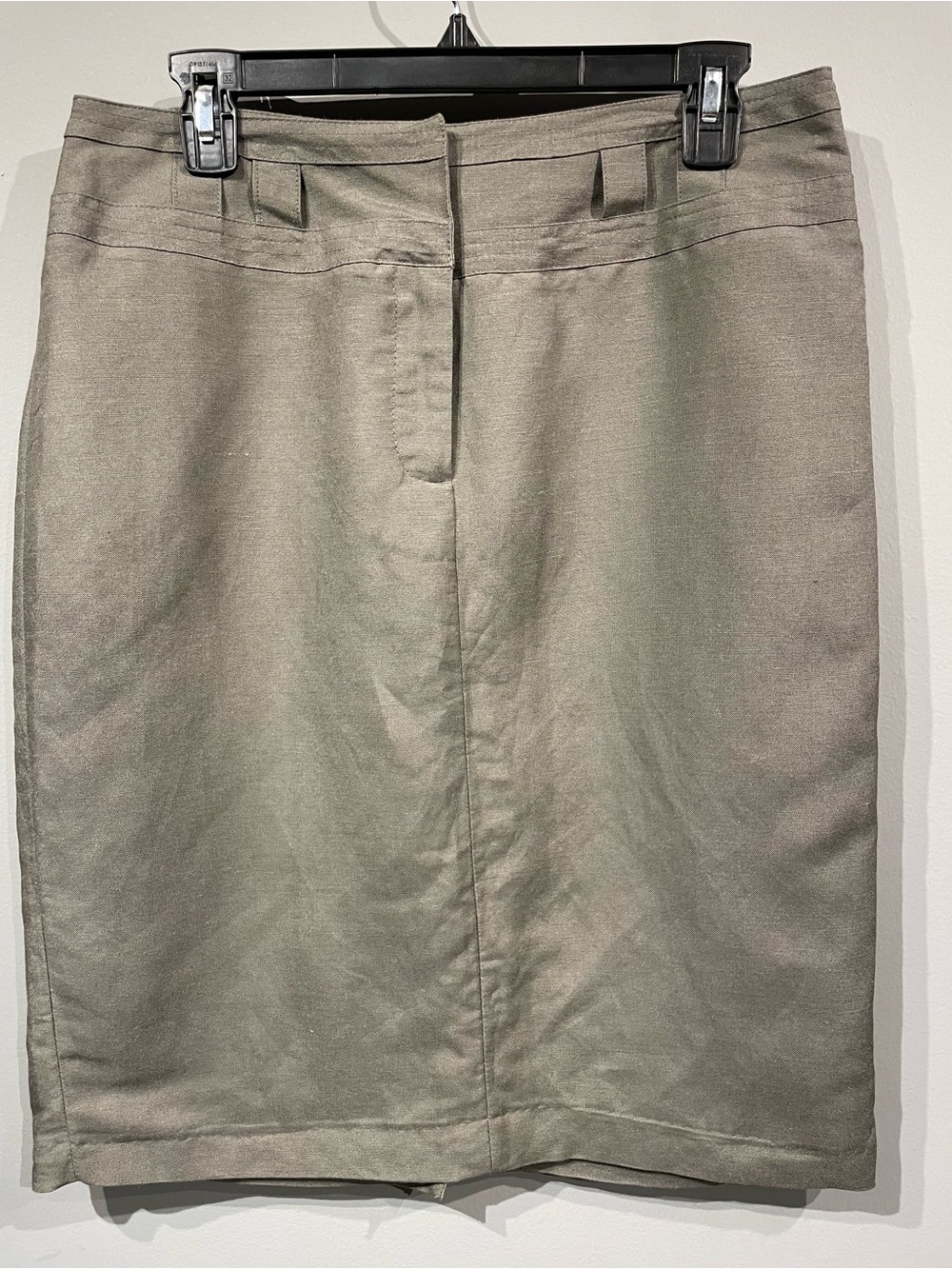 Sandro Olive-Taupe Knee-Length Pencil Skirt